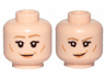Minifigure, Head Dual Sided Female Dark Tan Eyebrows, Nougat Lips, Lines on Cheeks, Eyebrow Raised, Smile / Smirk Pattern (Leia)