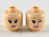 Minifigure, Head Dual Sided Female, Medium Nougat Eyebrows, Medium Lavender Eye Shadow, Dark Pink Lips, Smile / Wink Pattern