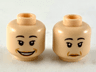 Minifigure, Head Dual Sided Female, Black Eyebrows, Medium Nougat Lips and Jowel Lines, Wide Smile / Neutral Pattern