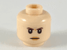 Minifigure, Head Female Dark Brown Eyebrows, Dark Orange Wrinkle Between Eyes, Peach Lips Pattern