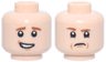 Minifigure, Head Dual Sided Dark Orange Eyebrows, Medium Nougat Chin Dimple, Lopsided Open Mouth Smile with Teeth / Angry with Frown Pattern