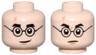 Minifigure, Head Dual Sided Black Eyebrows, Round Glasses, Nougat Lightning Scar, Medium Nougat Chin Dimple and Lines, Slight Lopsided Grin / Frown Pattern