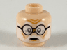Minifigure, Head White Eyebrows and Beard, Round Black Glasses Pattern