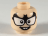 Minifigure, Head Large Glasses with Black Bat Frames, 2 White Buck Teeth Pattern
