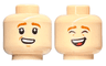Minifigure, Head Dual Sided Child Dark Orange Eyebrows, Lopsided Smile with Teeth / Laughing with Closed Eyes Pattern