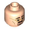 Minifigure, Head Dual Sided Gold Glasses, Dark Brown Eyebrows, Moustache, Goatee, Grin / Frown Pattern