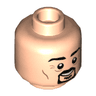 Minifigure, Head Dual Sided Black Eyebrows, Moustache and Goatee, Grin / Frown Pattern