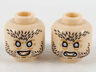 Minifigure, Head Dual Sided Black Stubble on Forehead and Beard, Metallic Light Blue Eyes, Fangs, Smile / Scowl Pattern