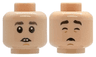 Minifigure, Head Dual Sided Child Dark Brown Eyebrows, Medium Nougat Chin Dimple, Neutral Open Mouth with Buck Teeth / Sleeping with Eyebrows Raised Pattern