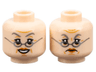 Minifigure, Head Dual Sided Female Dark Bluish Gray Eyebrows, Dark Orange Lips, Dark Silver Glasses, Medium Nougat Wrinkles, Furrowed Brow, Open Mouth Smile with Teeth / Frown Pattern