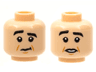 Minifigure, Head Dual Sided Black Eyebrows, Right Raised, Dark Orange Cheek Lines, Closed Mouth / Open Mouth Pattern