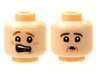 Minifigure, Head Dual Sided Scared Open Mouth with Dark Red Eyebrows and Freckles / Dark Brown Eyebrows and Small Mouth Pattern