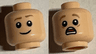 Minifigure, Head Dual Sided Olive Green Eyebrows, Smirk / Scared Pattern