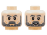 Minifigure, Head Dual Sided Dark Bluish Gray Eyebrows and Beard, Medium Nougat Ages Lines, Neutral / Surprised Pattern