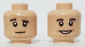 Minifigure, Head Dual Sided Dark Brown Eyebrows, Stubble, Open Mouth Smile / Quizzical Pattern