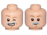 Minifigure, Head Dual Sided Dark Tan Eyebrows, Chin Dimple, Blue Milk Stains, Open Mouth Smile and Wink / Sad Pattern (SW Luke Skywalker)