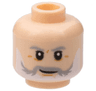 Minifigure, Head Light Bluish Gray Eyebrows and Moustache, White Beard, Grin Pattern