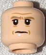 Minifigure, Head Dark Tan Thick Eyebrows, Nougat Forehead Line and Wrinkles, White Pupils, Frown Pattern
