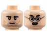 Minifigure, Head Dual Sided Black Eyebrows, Neutral with Stubble / Surprised with Black Glasses and Lightning Scar Pattern