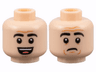 Minifigure, Head Dual Sided Black Eyebrows, Medium Nougat Contour Lines, Open Mouth Smile with Teeth and Tongue / Worried Pattern