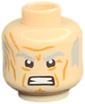 Minifigure, Head Light Bluish Gray Eyebrows and Sideburns, Scars, Medium Nougat Cheek Lines and Forehead Lines, Angry Pattern