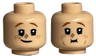 Minifigure, Head Dual Sided Dark Orange Eyebrows, Medium Nougat Freckles, Dark Tan Scuff Mark, Lopsided Grin / Eating Pattern