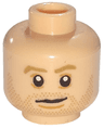 Minifigure, Head Dark Tan Eyebrows and Beard Stubble, Nougat Chin Dimple, Neutral Pattern