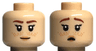 Minifigure, Head Dual Sided Female Reddish Brown Eyebrows, Nougat Lips and Freckles, Smile / Scared with Open Mouth Pattern