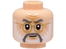 Minifigure, Head Dark Bluish Gray Eyebrows and Moustache, White Beard, Gold Glasses, Medium Nougat Wrinkles, Chin Dimple, Smile Pattern