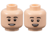 Minifigure, Head Dual Sided Black Eyebrows, Nougat Chin Dimple, Narrow Open Mouth Smile / Wide Open Mouth Smile Pattern