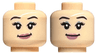Minifigure, Head Dual Sided Female Black Eyebrows, Metallic Light Blue Eye Shadow, Metallic Pink Lips, Smirk / Smile Pattern