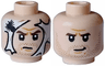 Minifigure, Head Dual Sided Dark Brown Eyebrows, Dark Tan Stubble Beard, Medium Nougat Chin Dimple, White Spider Web / Lopsided Mouth Pattern
