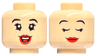 Minifigure, Head Dual Sided Black Eyebrows, Eyelashes, Red Lips, Smile with Teeth / Sleeping Pattern