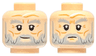 Minifigure, Head Dual Sided Light Bluish Gray Bushy Eyebrows, Moustache, and Beard, Medium Nougat Cheek Lines, Wrinkles, and Forehead Crease, Slight Smirk / Neutral Pattern