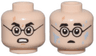 Minifigure, Head Dual Sided Black Eyebrows and Glasses, Nougat Lightning Scar, Angry with Bared Teeth / Shocked with Bright Light Blue Water Splotches Pattern
