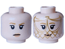 Minifigure, Head Dual Sided Female, Medium Nougat Eyebrows and Lips, Black Eyes and Mouth Neutral / Smile with Gold Mesh Face Veil Pattern