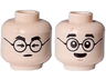 Minifigure, Head Dual Sided Black Eyebrows and Glasses, Nougat Lightning Scar, Arrow Shaped Closed Eyes /  Surprised Open Eyes and Chin Dimple Pattern