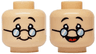 Minifigure, Head Dual Sided Black Eyebrows, Bright Light Blue Glasses, Smile / Open Mouth Smile with Red Tongue Pattern