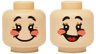 Minifigure, Head Dual Sided Black Eyebrows and Eyelashes, Medium Nougat Eyelids and Wrinkles, Coral Cheeks, Wide Smile / Open Mouth Smile with Red Tongue Pattern