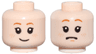 Minifigure, Head Dual Sided Child Female Dark Orange Eyebrows and Freckles Smile / Frown Pattern