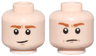 Minifigure, Head Dual Sided Dark Orange Eyebrows and Dimples, Smile / Frown Pattern