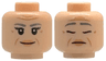 Minifigure, Head Dual Sided Female Dark Bluish Gray Eyebrows, Double Eyelashes, Medium Nougat Jowl Lines, Forehead Creases and Wrinkles, Nougat Lips, Grin / Sleeping with Closed Eyes Pattern