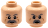 Minifigure, Head Dual Sided Light Bluish Gray Eyebrows and Thick Moustache, Medium Nougat Wrinkles and Cheek Lines, Grin / Angry Open Mouth Pattern