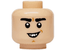 Minifigure, Head Thick Black Eyebrows, Medium Nougat Chin Dimple, Open Mouth Grin with Buck Teeth Pattern