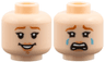 Minifigure, Head Dual Sided Female Dark Orange Eyebrows, Nougat Lips, Open Mouth Smile / Crying Pattern