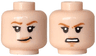 Minifigure, Head Dual Sided Female, Dark Orange Eyebrows, Nougat Lips, Lopsided Grin / Open Mouth Angry Pattern