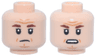 Minifigure, Head Dual Sided Reddish Brown Eyebrows, Dark Orange Wrinkles, Frown / Open Mouth Scowl Pattern (General Tagge)