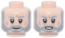 Minifigure, Head Dual Sided Light Bluish Gray and White Full Beard and Eyebrows, Dark Orange Wrinkles, Slight Smile / Open Mouth Scowl Pattern (Obi-Wan Kenobi)
