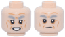 Minifigure, Head Dual Sided Light Bluish Gray Bushy Eyebrows, Dark Orange Wrinkles Open Mouth Smile / Closed Mouth Smirk Pattern