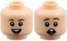 Minifigure, Head Dual Sided Child Reddish Brown Eyebrows, Medium Nougat Mole and Chin Dimple, Open Mouth Smile with Top Teeth and Tongue / Surprised Pattern